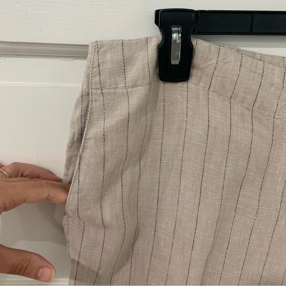 Women’s J Jill Linen Pinstripe Wide Leg Cropped Pants Neutral Coastal Size 14 XL - Picture 2 of 12